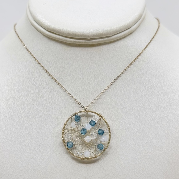 Hand Made Magnolia Sterling silver crystal pendant necklace - GM602 - Picture 3 of 5